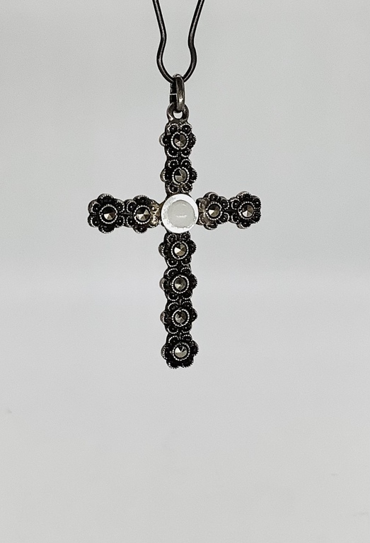 Silver, Bohemian cross. Marcasite. 19th century