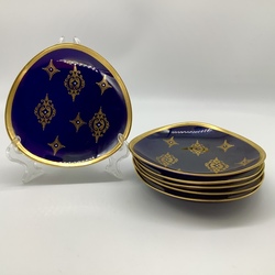 6 pcs. Dessert plates. Cobalt. Germany 1950 -60. Hand painted in gold.