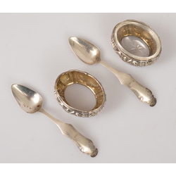 Silver spice dishes with spoons 2 pcs.