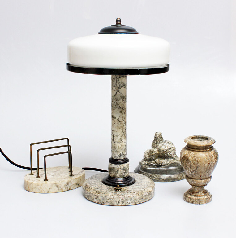 Cabinet table lamp and desk accessories