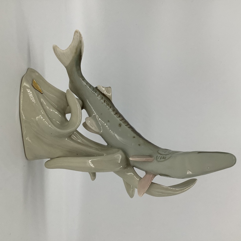 Sculpture “Sturgeon” by Duchkov, Royal Dux Czechoslovakia 1968