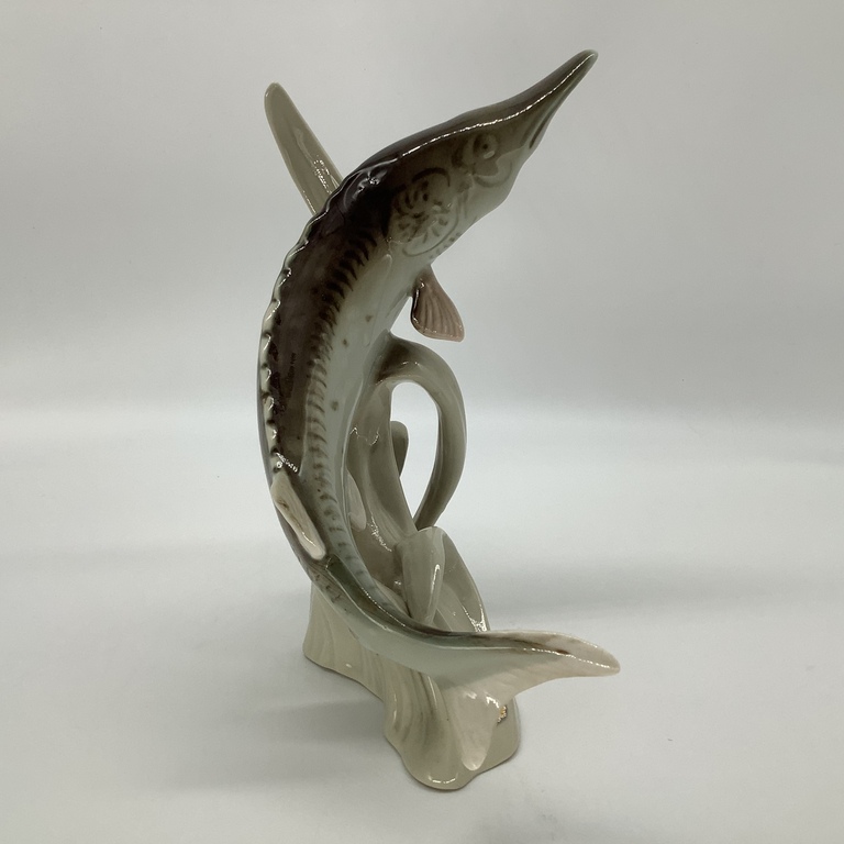 Sculpture “Sturgeon” by Duchkov, Royal Dux Czechoslovakia 1968