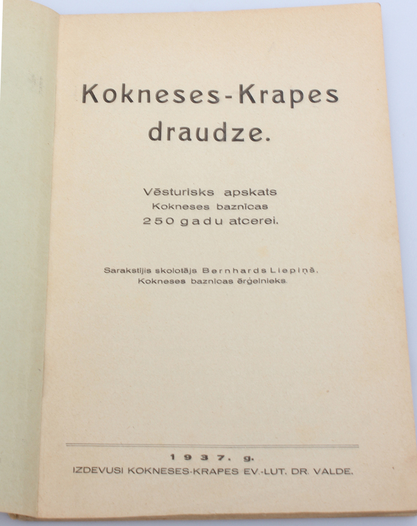 The book ''Kokneses-Krapes draudze''