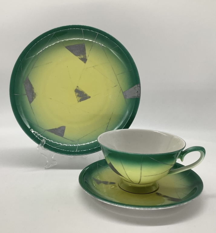 Tea trio. GDR 50 years. Hand painted. To the collection.