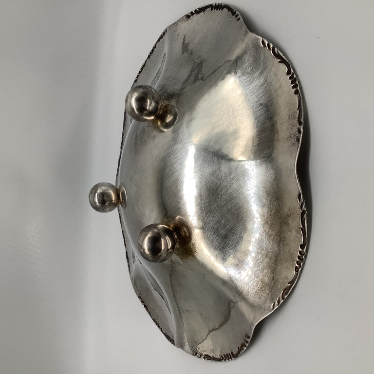 Large fruit dish. Deep silvering. France 20-30 years.