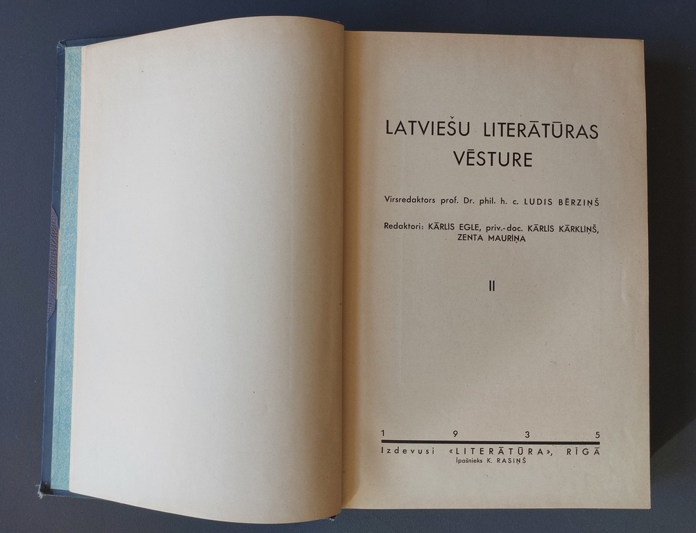 HISTORY OF LATVIAN LITERATURE 1935-36. 1-6 faces. 