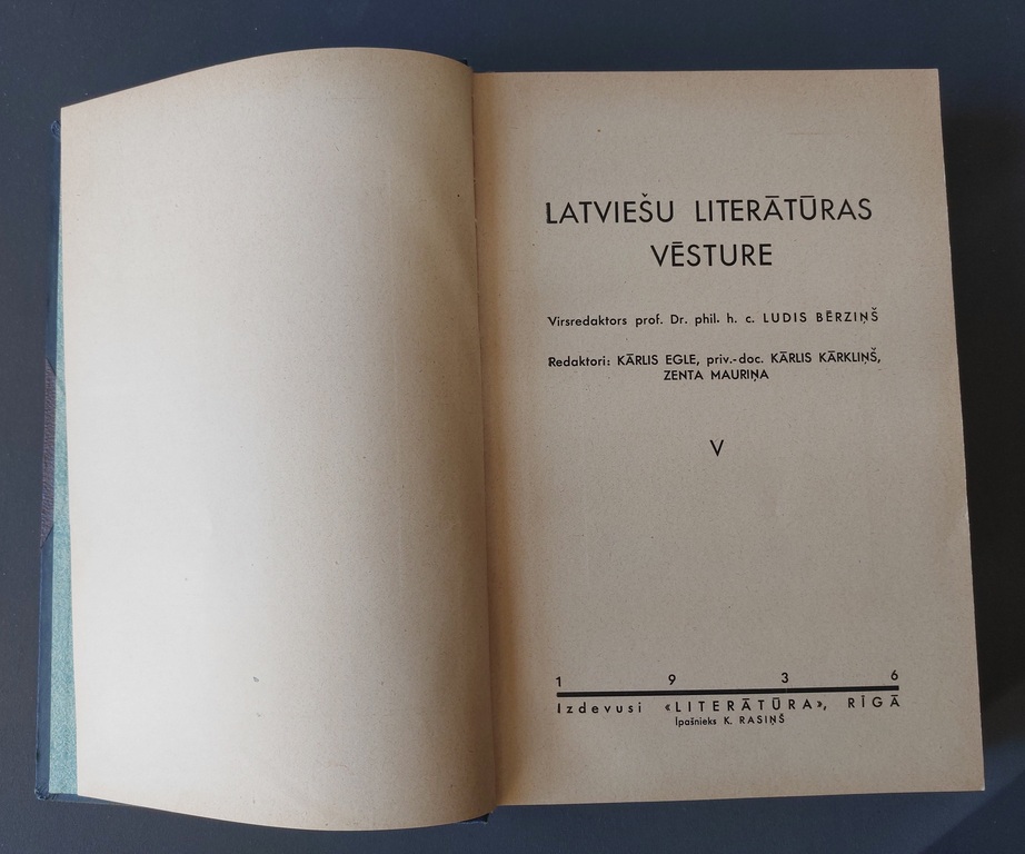 LATVIEŠU LITERATŪRAS VĒSTURE 1935-36 g. 1-6 sejumi. 