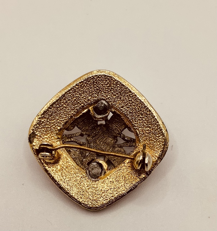 Antique, German national brooch on a bronze base. Hot enamel, enamel. Beginning of the last century.