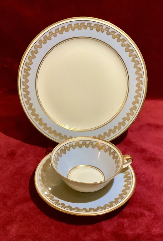 Very rare. Coffee trio. Weimar. Cup with saucer and cake plate. Art Nouveau. Beginning of the last century.