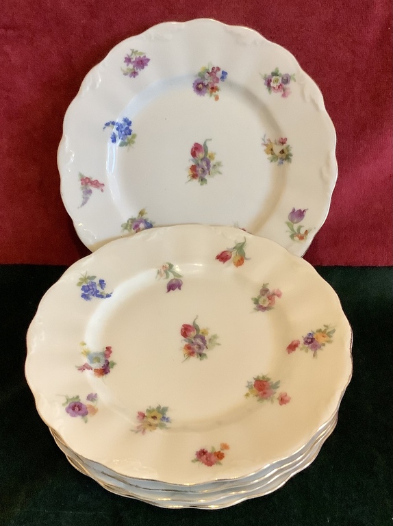 6 antique dessert plates. Weimar. turn of the 19th-20th century. Hand painted
