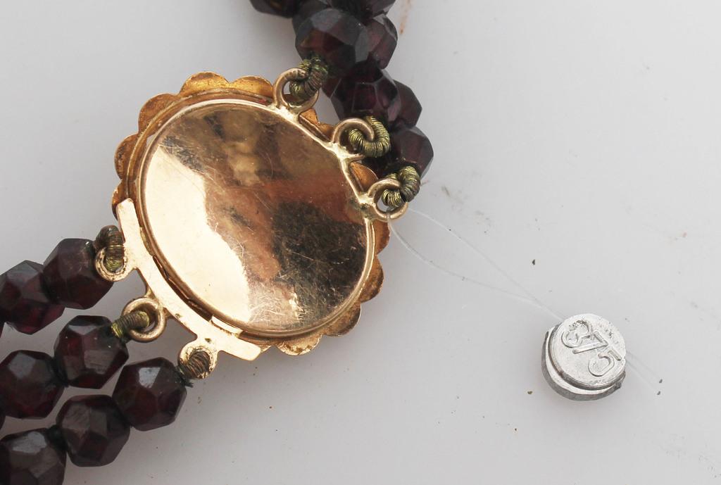 Bohemian garnet necklace with gold clasp