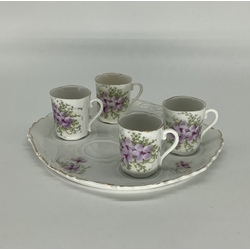 Kuznetsovsky, coffee set. Hand painted. Thin and elegant. Russian Empire