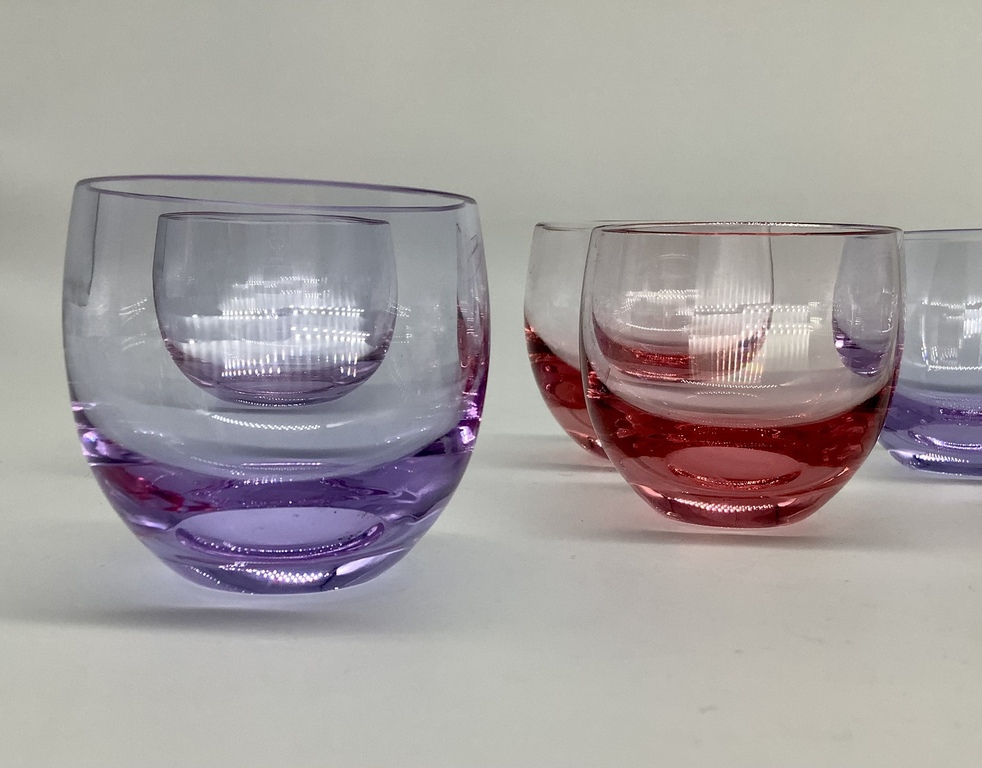 The best crystal in the world. Ideal Moser. Vodka glasses. Alexandrite, amethyst and rauchtopaz.
