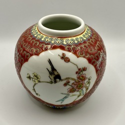 Handmade - Gorgeous Red Famille Rose Porcelain Ginger Jar