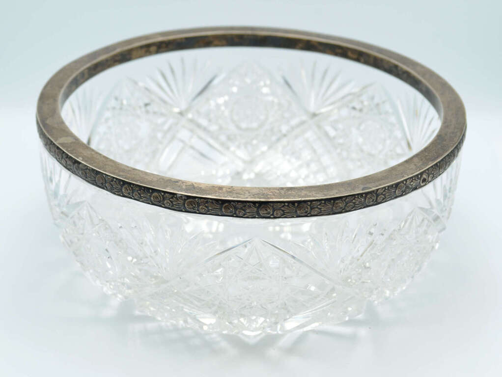 Crystal bowl with silver trim