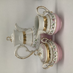 Kuznetsov coffee service. Late 19th century. Hand-painted and gold edging. Good preservation.