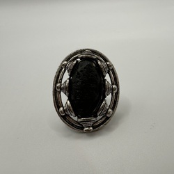 Ring, Lava stone in a silver-plated cut. Handmade by a German master from the 60s