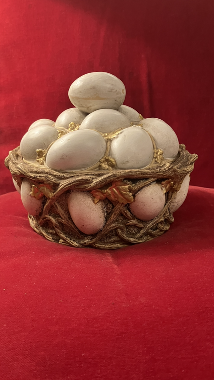  a rare antique KUZNETSOVA-shaped egg container in the form of a basket