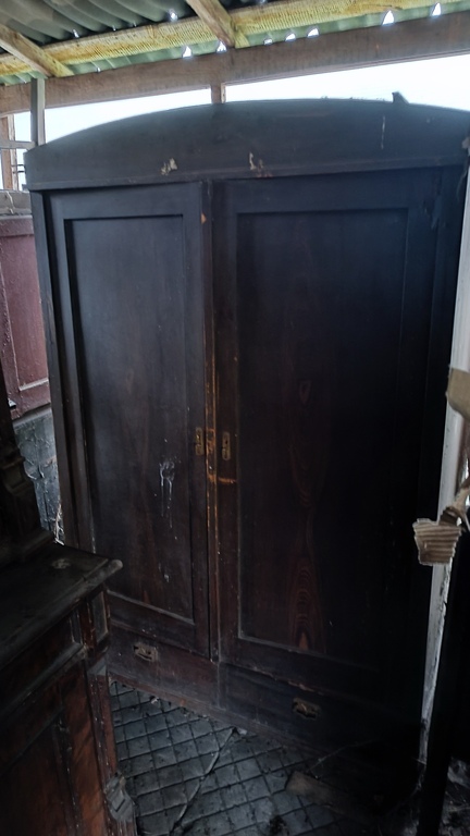 19th century made pine wood wardrobe in the original color