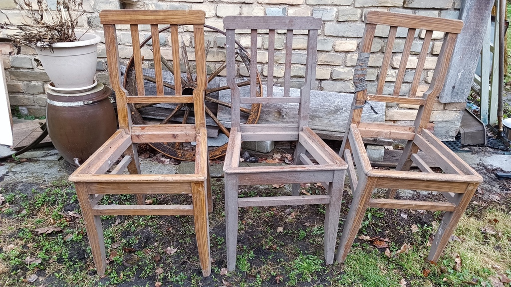 Original painted pine wood chairs