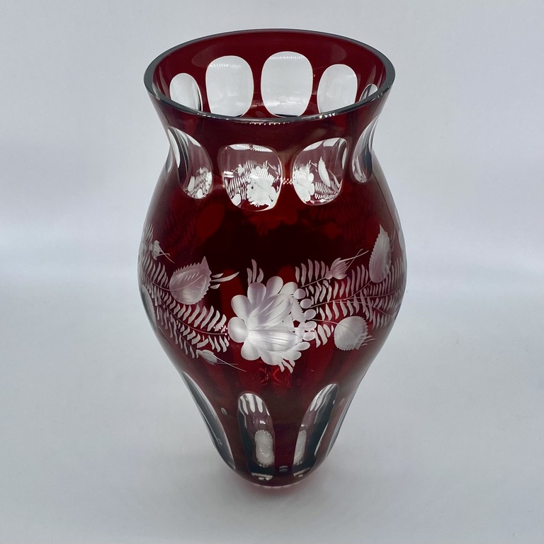 VTG EGERMANN RUBY RED BOHEMIAN GLASS VASE.