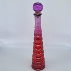 Decanter bottle made of colored glass. Art Deco 1980s. Himark.