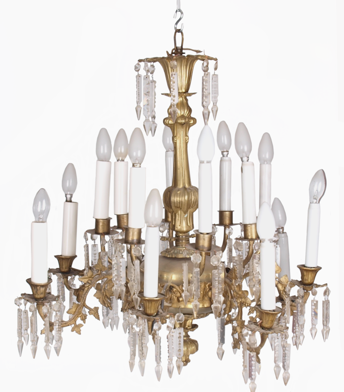 Bronze chandelier with crystals