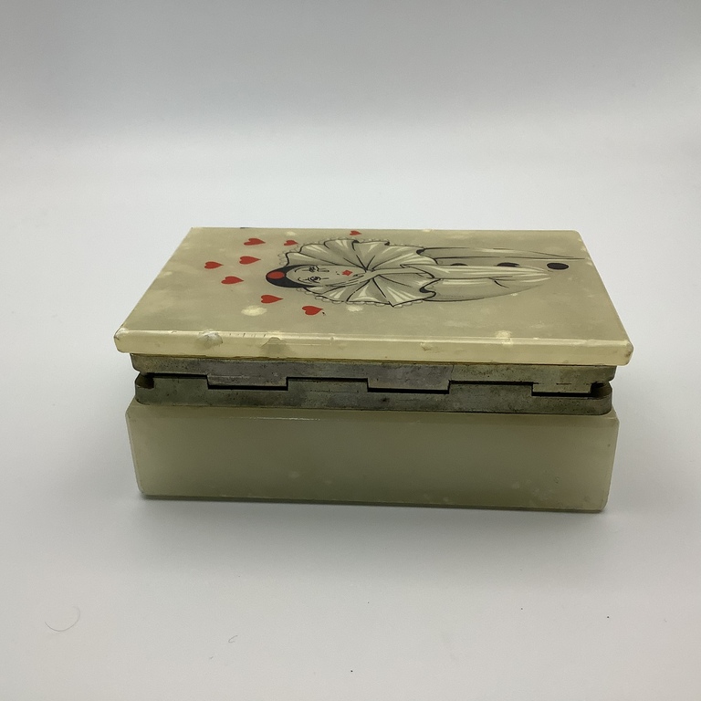 Onyx box for a card table.Old.Art Deco.In excellent condition.Hand painted.Pierrot