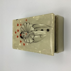 Onyx box for a card table.Old.Art Deco.In excellent condition.Hand painted.Pierrot