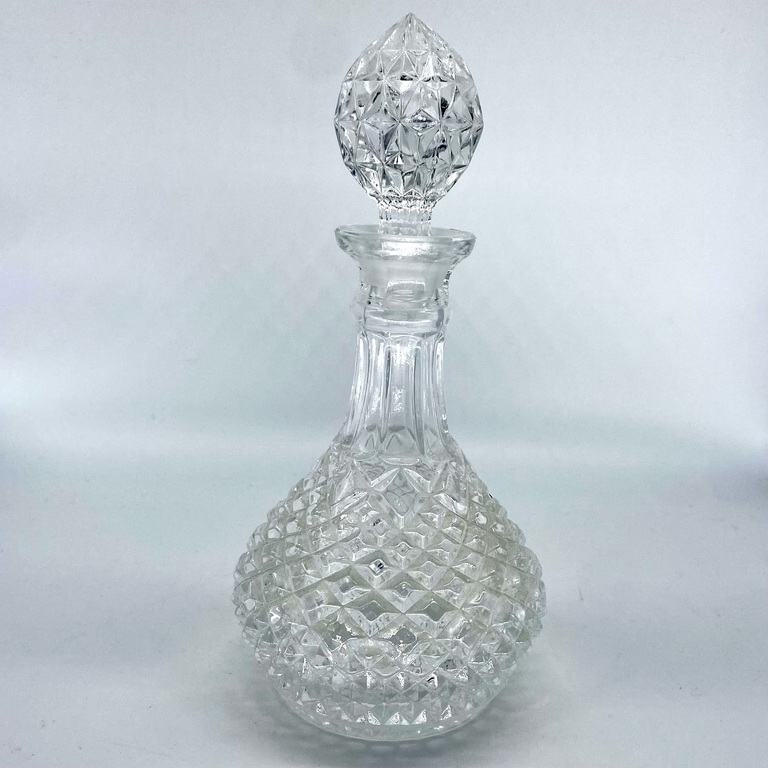 crystal decanter with BOHEMIA cut SOLID CORK Czechoslovakia VGC Second half of the 20th century
