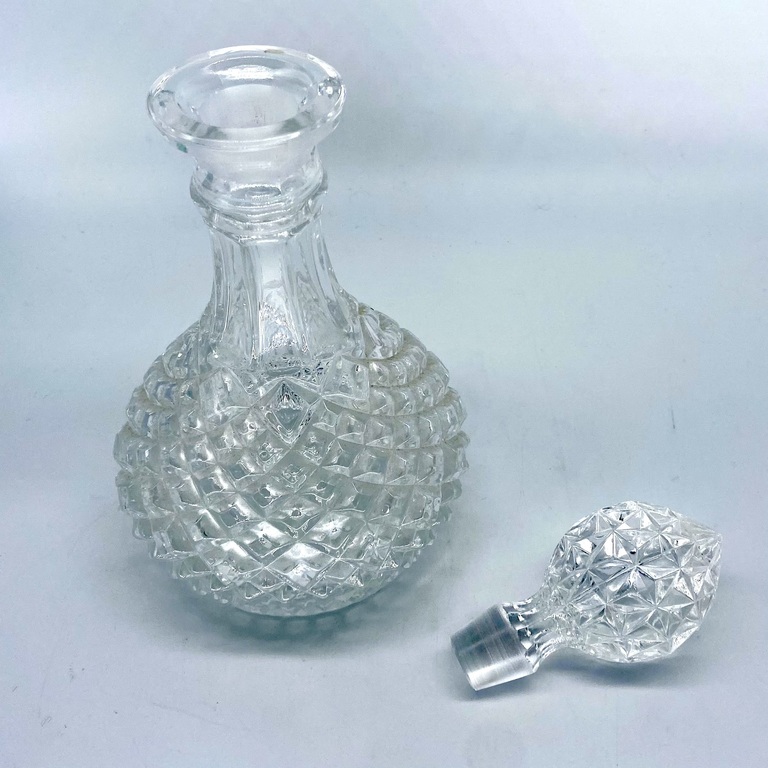 crystal decanter with BOHEMIA cut SOLID CORK Czechoslovakia VGC Second half of the 20th century