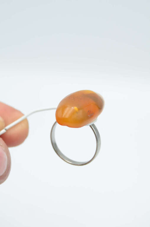 Ring with amber stone