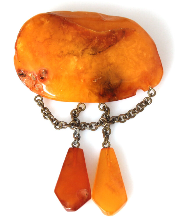 100% natural Baltic amber brooch