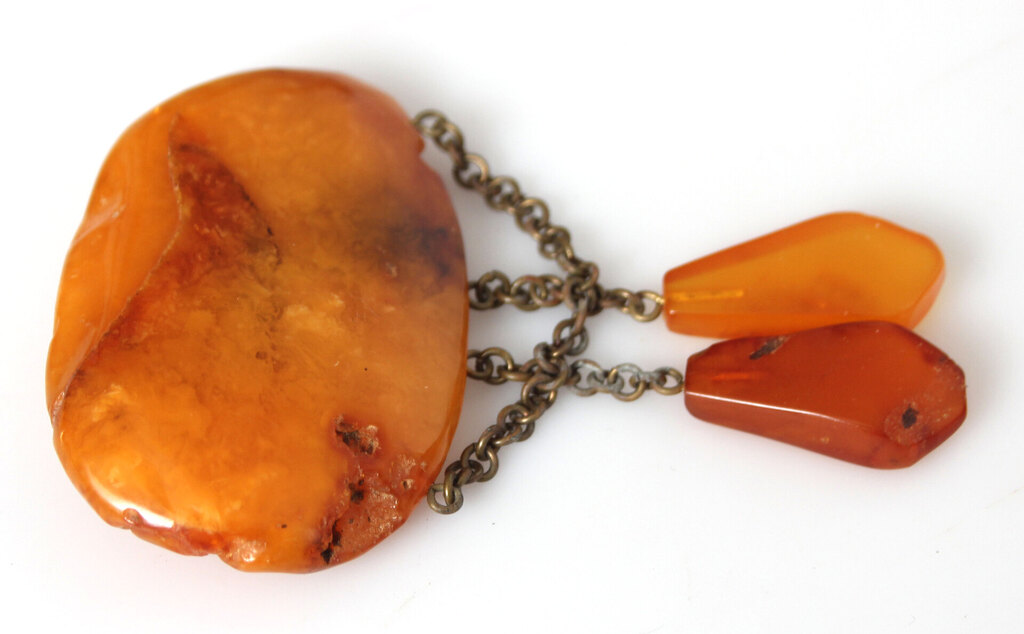 100% natural Baltic amber brooch