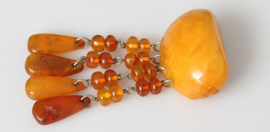 100% natural Baltic amber brooch