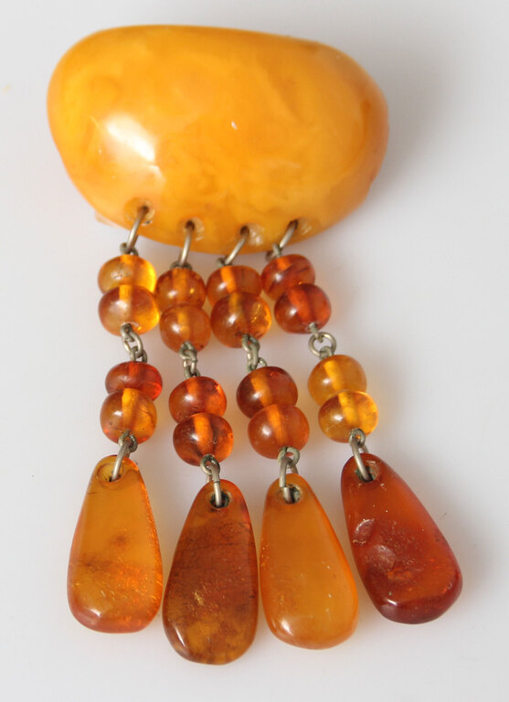 100% natural Baltic amber brooch