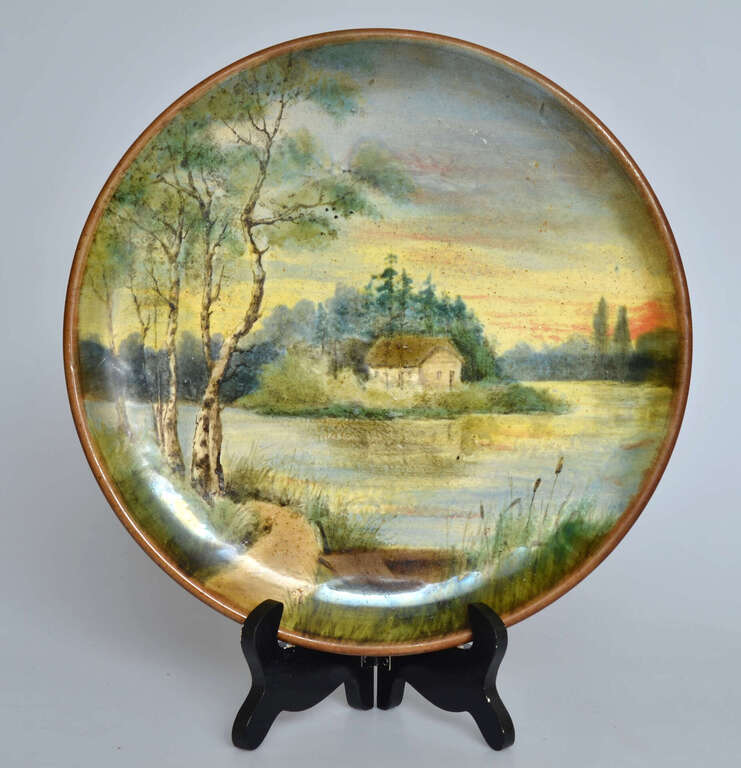 Zelms&Behms keramikas šķīvis ar gleznotu ainavu