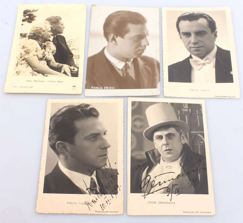 5 открыток с портретами актеров (две с автографами)