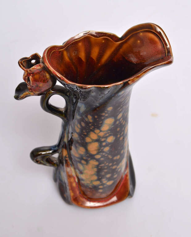 Ceramic pot-vase with rose decoration