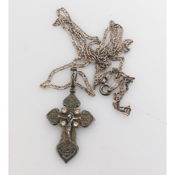 Silver cross with chain