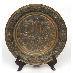 Decorative wall plate with relief view of Minerva Athena painting