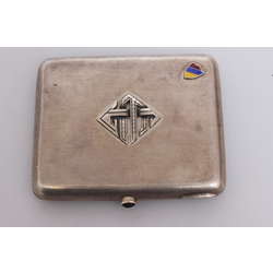 Silver ciggaretes case with the emblem of the student corporation