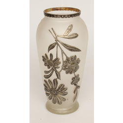 Glass vase with metal finish