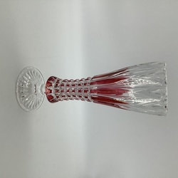 Crystal vase of rare shape..Ruby crystal.Hand carved.Old Bohemia.Art Deco.