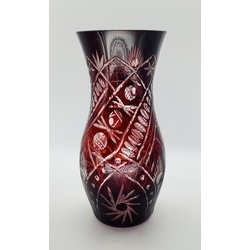 Ilguciems vase.Hand carved.Heavy ruby crystal.Double-layer.