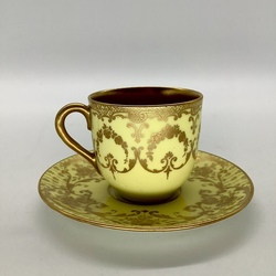 Royal Dalton. ,Antique gold, hand-painted coffee cup. 19th century. Excellent preservation. Rarity. Rare hallmark.