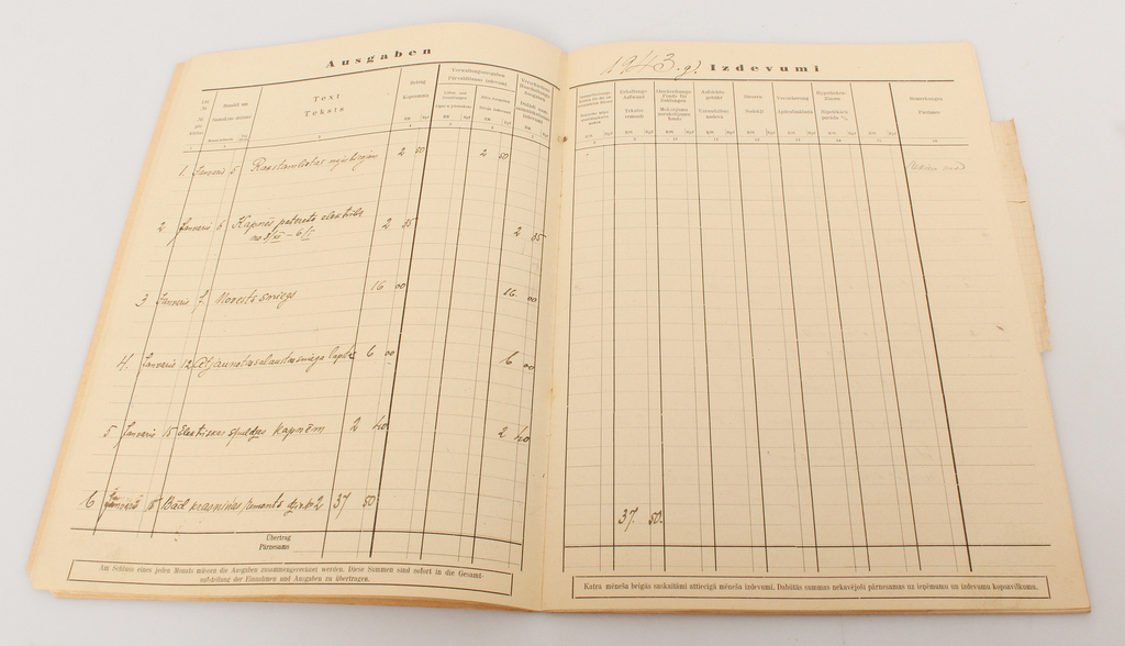 Book of receipts and expenditure on immovable property