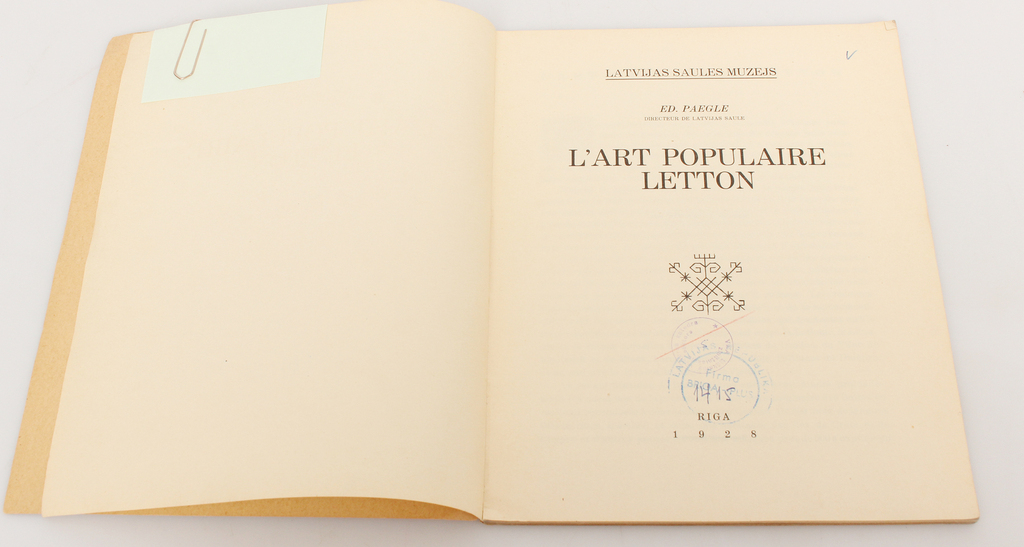 Ed.Paegle, L'art populaire letton