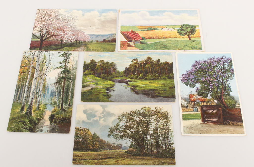 Postcards with artwork reprographic landscapes 6 pcs.