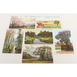 Postcards with artwork reprographic landscapes 6 pcs.
